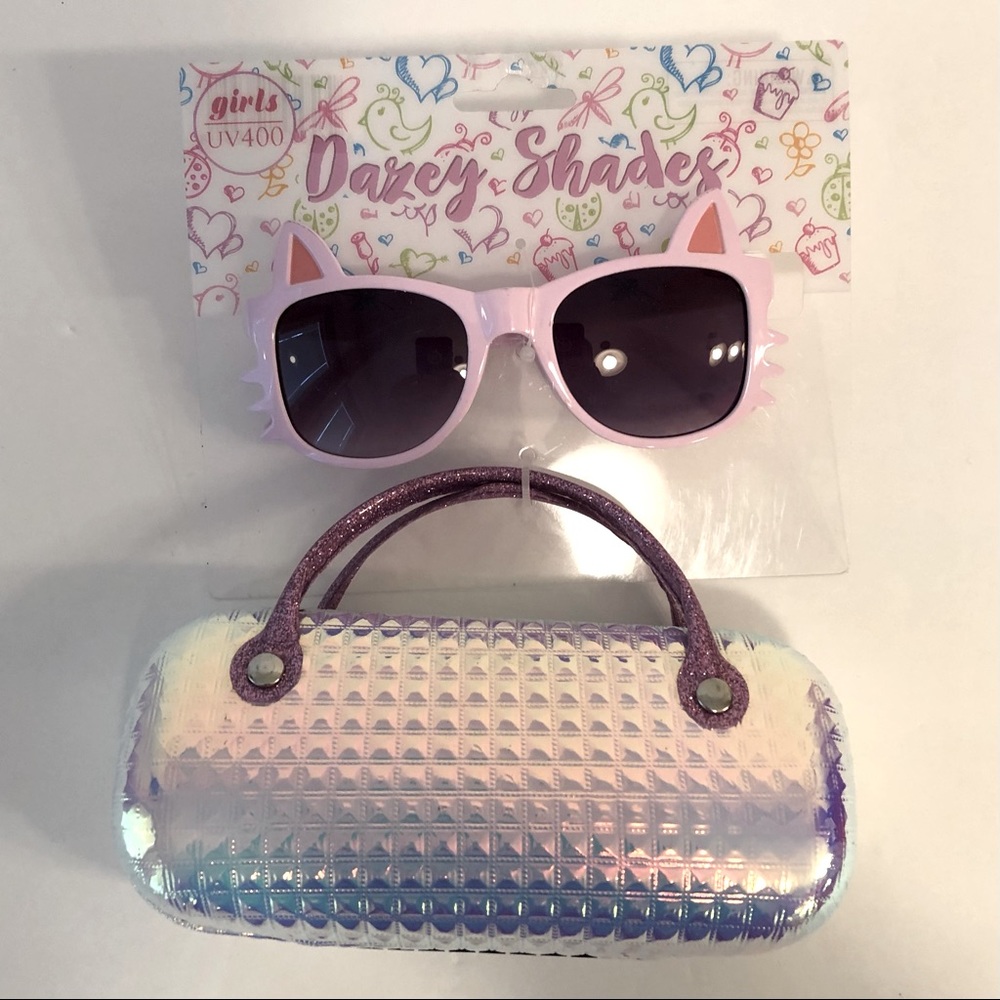 Dazey Shades Girls Kitty Sunglasses w/Case, NWT